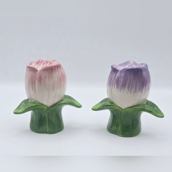 Blossom Buddies: Vintage Tulip Flower Salt & Pepper Shakers - Picture 1 of 6